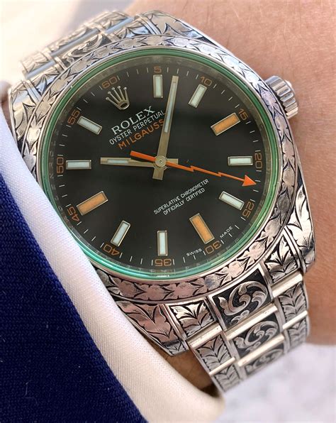 engraved rolex milgauss|Rolex Milgauss price chart.